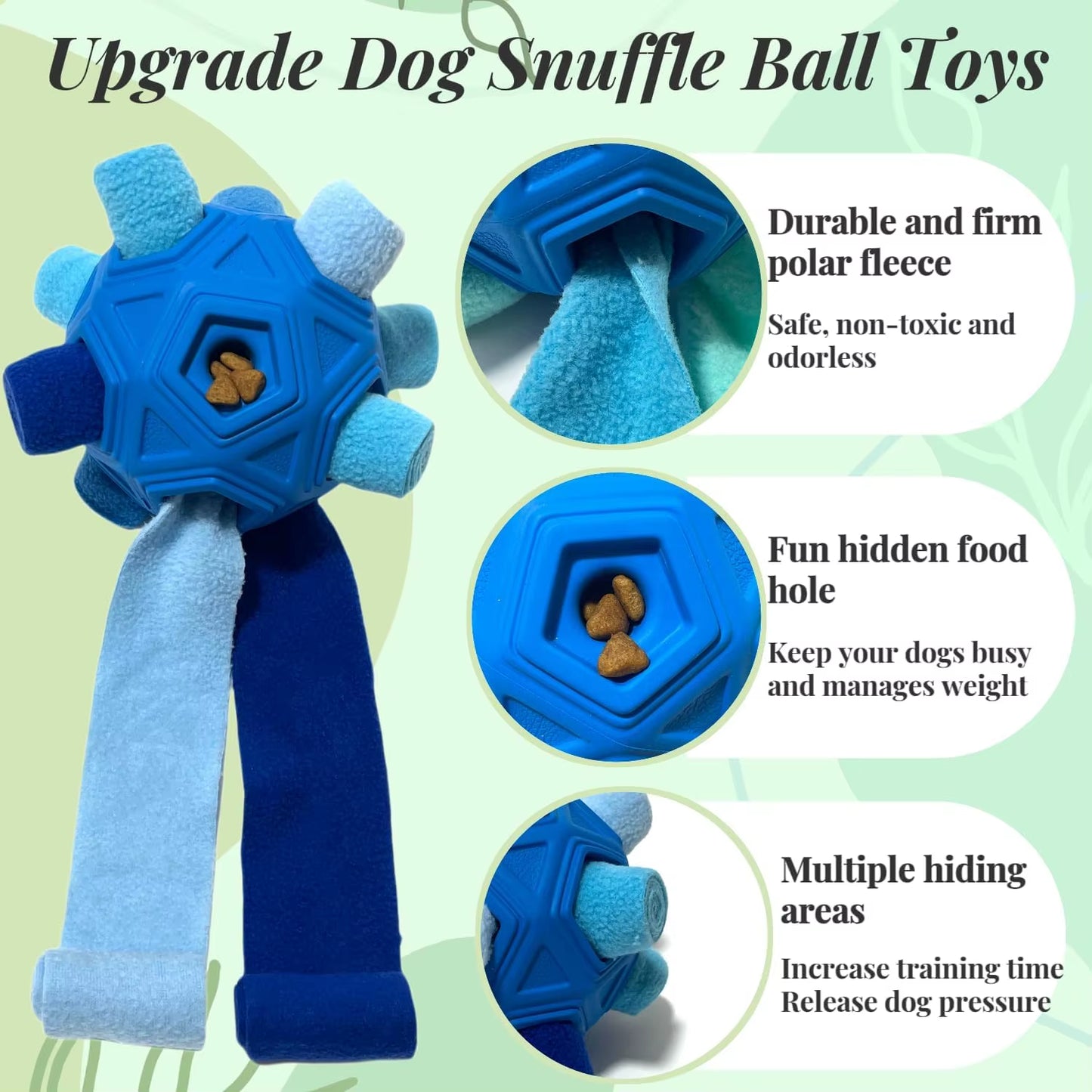 Snuffle Ball for Dog Toys Unbreakable Upgrade Ball Interactive Toy Foraging Snuffle Mat Puppy Treat Dispenser Slow Feeder